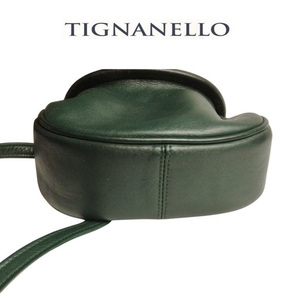 Tignanello Genuine Leather Green Saddlebag Crossbody Purse - Picture 3 of 7